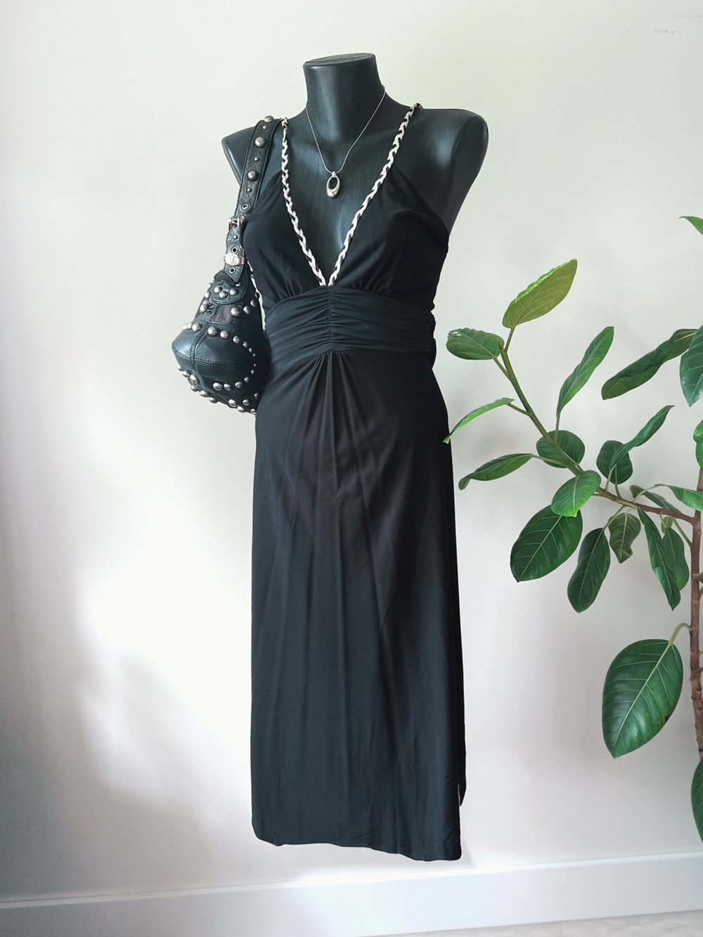 2003 Vintage BEBE | Y2K Black Midi Dress